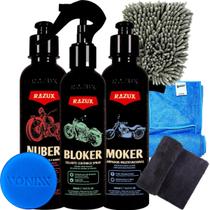 Kit Para Lavagem De Moto Shampoo Flow Nuber Bloker Razux