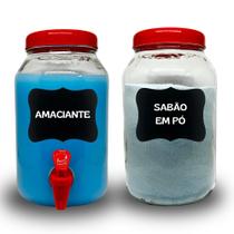 Kit Para Lavanderia, Pote para Sabão em Pó E Amaciante 3 Litros + lousa e giz