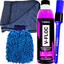 Kit Para Lavar Carro Moto Caminhão Shampoo Neutro Concentrado V-Floc Vonixx Tolha de Secagem Luva Microfibra Tentaculos Pincel