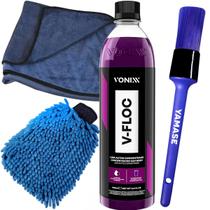 Kit Para Lavar Carro Moto Caminhão Shampoo Neutro Concentrado VFloc Vonixx Tolha de Secagem Luva Microfibra Tentaculos Pincel