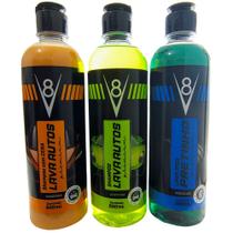 Kit Para Lavar Carro Shampoo+Shampoo Com Cera+Pretinho -v8