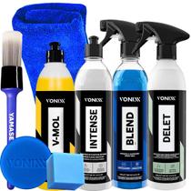 Kit Para Lavar e Encerar o Carro Shampoo V-mol Revitalizador Intense Limpador Delet Blend Spray Cera Automotiva Vonixx