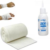 Kit Para Lesão Dermatite Queimadura Pele 1 Atadura + 1 Oleo Cicatrizante