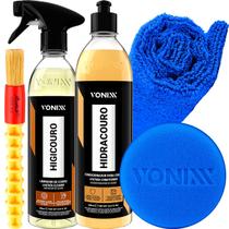 Kit Para Limpar e Hidratar o Couro Completo Higicouro Limpador Bactericida Hidracouro Hidratante Vonixx