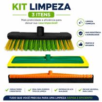 Kit Para Limpeza Domestica Pisos e Quintal Rodo Gigante 60 cm, Vassoura Lava Casa e Esfregão Limpa Azulejo GG 40cm