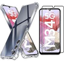 Kit para M34 Capa Capinha Transparente + Película 3D de Vidro para Samsung Galaxy M34 5g