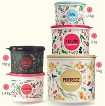 Kit Para Mantimentos Com 5 Peças Floral Tupperware