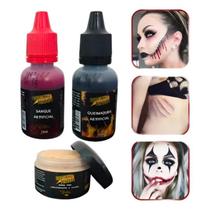 Kit Para Maquiagem Fake Terror Halloween Rostinho Pintado