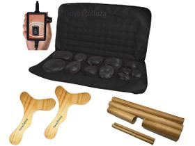 Kit para Massagem com Pedras Quentes, Bambus e Pantalas - 110 VOLTS PRETA - Novabelleza