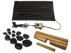 Kit para Massagem com Pedras Quentes e Bambus - 110 VOLTS PRETA