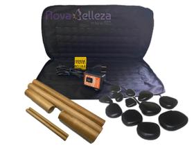Kit para Massagem com Pedras Quentes e Bambus - Novabelleza