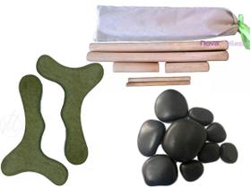 Kit para Massagens Com Pedras Bambus e Pantalas