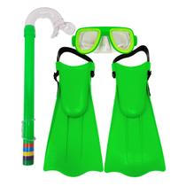 Kit Para Mergulho Completo Infantil Com Máscara Snorkel Pé De Pato Natação Lazer Piscina DMS5481