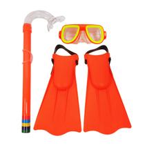 Kit Para Mergulho Completo Infantil Com Máscara Snorkel Pé De Pato Tamanho Regulável 28/34 Natação Lazer Piscina