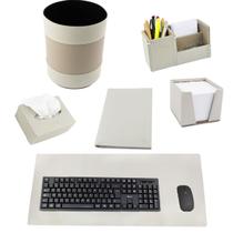 Kit Para Mesa Escritório ALEXANDRIA em Couro Galvani