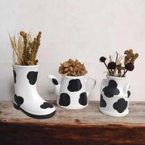 Kit Para Mesa Festa Country Bule Leiteira Bota Manchas 3 Peças Em Ceramica Vasos Kit Para Mesa Festa Country Bule Leiteira Bota Manchas 3 Peças Em Ceramica Vasos