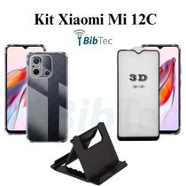 Kit para Mi 12 C Película 3D de Vidro + Capa + Suporte de Mesa para Xiaomi Mi 12 C