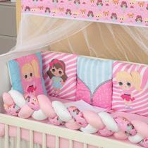 Kit para mini berço almofadinhas 12 peças + saia bonequinhas