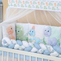 Kit para mini berço almofadinhas 12 peças + saia dino baby