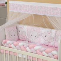 Kit para mini berço almofadinhas 12 peças + saia elefante coroa rosa Kit para mini berço almofadinhas 12 peças + saia elefante coroa rosa