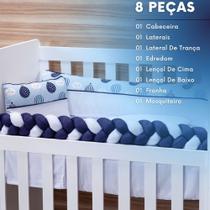 Kit Para Mini Berço de Menino Nuvens Balão Azul 08 Peças Nova Linha
