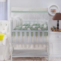kit para mini berço fiorence verde com 8 peças em tecido de algodão trançado kit para mini berço fiorence verde com 8 peças em tecido de algodão trançado