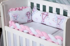Kit Para Mini Berço Sublimado Fofura 8 peças Protetor Trança Safari Baby Princesa Balão