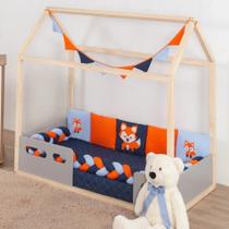 Kit Para Mini Cama Montessoriana Menino Raposa Azul