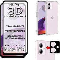 Kit Para Moto G14 Película 3D vidro + Câmera 3d + Capa Capinha Case - xiquinha Smart