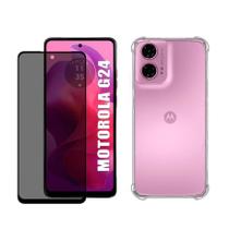 KIT para Moto G24 1x Película de Privacidade 3D 1x Capa Anti Impacto KIT para Moto G24 1x Película de Privacidade 3D 1x Capa Anti Impacto