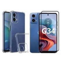 Kit para Moto G34 - Capinha Anti Impacto + Película de Vidro 3D Motorola G34