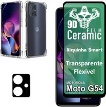 Kit Para Moto G54 Película Cerâmica 9D + Película da Câmera 3D + Capa Capinha Case