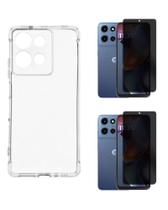 Kit Para Moto G75 Capa Anti Impacto Case + 2x Película Privacidade 3D 9D Proteção Completa