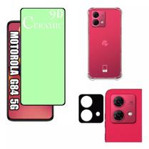 Kit Para Moto G84 5g Película Cerâmica 9d + Capa + Câmera 3d