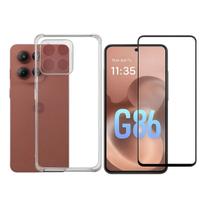 Kit para Moto G86 Capinha Silicone TPU Anti Impactos + Película Frontal 3D de Vidro - LXL