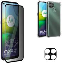 Kit Para Moto G9 Power Película Privacidade 3D + Película da Câmera 3d + Capa Capinha Case