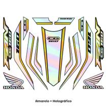 Kit Para Moto Honda Cg Fan 160 Ano 23-24 Holográfico Amarelo