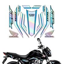 Kit Para Moto Honda Cg Fan 160 Ano 23-24 Holográfico Azul Kit Para Moto Honda Cg Fan 160 Ano 23-24 Holográfico Azul