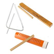 Kit para Musicalização com 2 Reco-Recoe 1 Triangulo Carlu