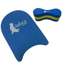 Kit Para Natação Prancha Pequena 34cm Azul + Polibóia Flutuador Dafoca Sports