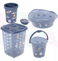 Kit Para o Bebe Lixeira,saboneteira,cesto,balde,bacia Astronauta - plasutil