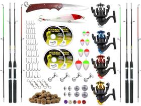Kit Para Pesca 4 Varas 4 Molinetes C/ Acessórios (Ref. 03) Kit Para Pesca 4 Varas 4 Molinetes C/ Acessórios (Ref. 03)