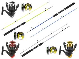 Kit Para pesca C/ 3 Varas 1,35m (2 Partes) + 3 Molinetes (Ref. 48)