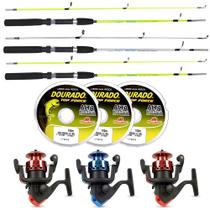 Kit Para Pesca C/ 3 Varas e 3 Molinetes C/ Linha (Ref. 08)