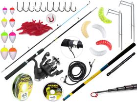 Kit Para Pesca Com Vara Para Molinete 1,50m + Vara Telescópica 3,00m + Molinete + Acessórios (Ref. 182)