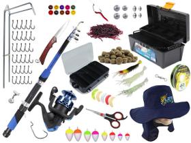 Kit Para Pesca Vara Telescópica 1,70m + Molinete + Caixa C/ Acessórios (Ref. 80) Kit Para Pesca Vara Telescópica 1,70m + Molinete + Caixa C/ Acessórios (Ref. 80)