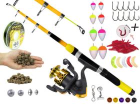 Kit Para Pescaria 1 Vara Telescópica 1,70m + 1 Molinete e Acessórios (Ref. 52)