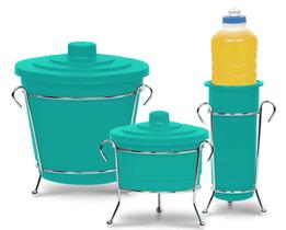 Kit para Pia 3 peças Niquelart 301-6 Cromo Colors Turquesa