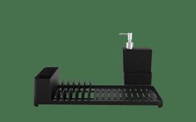 Kit Para Pia Coza Single Escorredor De Louças Compacto E Dispenser Multi Preto Kit Para Pia Coza Single Escorredor De Louças Compacto E Dispenser Multi Preto