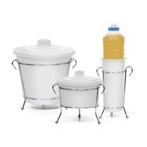 Kit Para Pia de Cozinha Com Suporte Organizador Porta Detergente Sabão e Lixeira N301 Niquelart